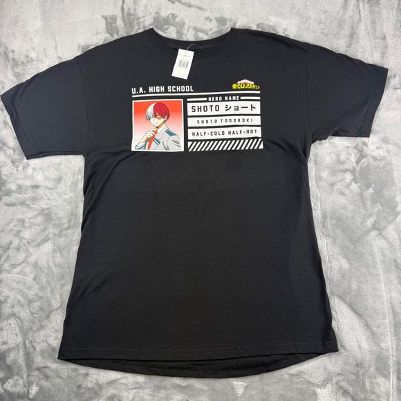 my hero academia Other - My Hero Academia Shoto Todoroki UA High School ID T-Shirt Black Large NWT Cotton